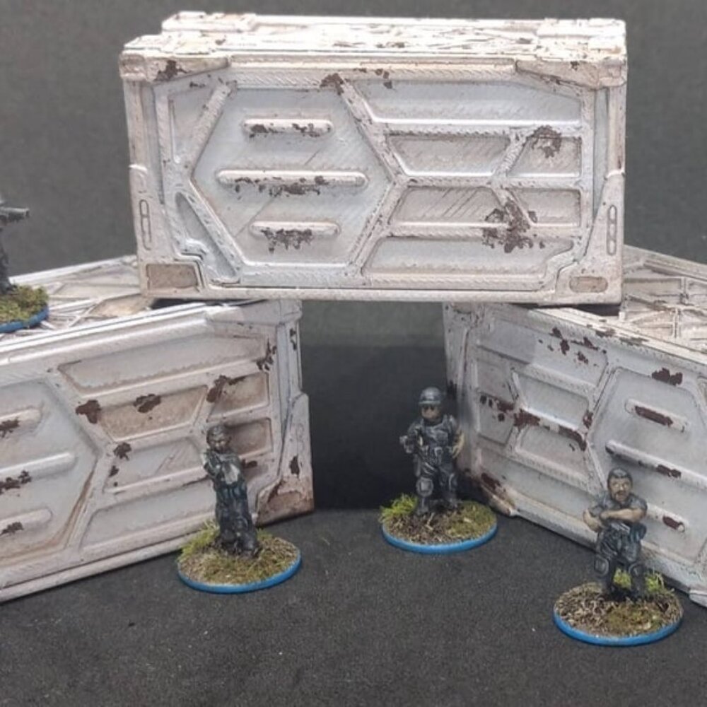 Pack of 3 Sci Fi Shipping Containers opening Doors for Warhammer 40K Train sets